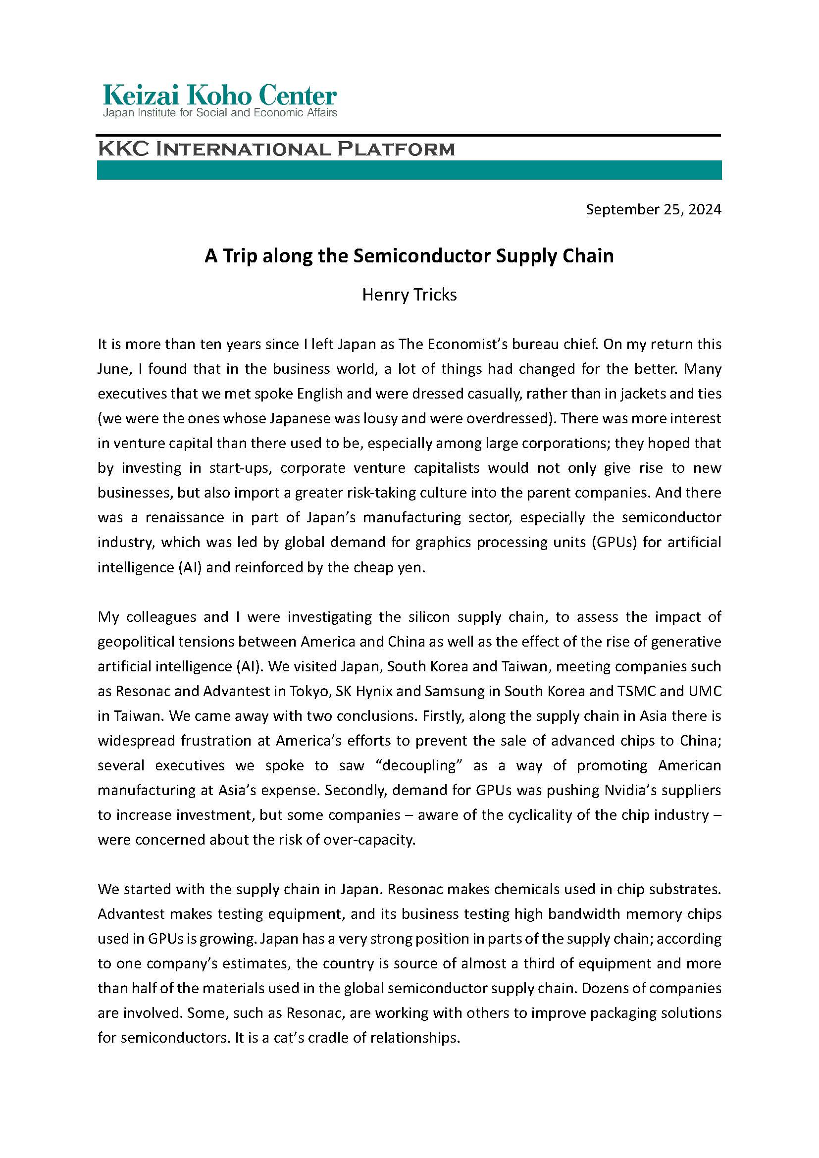 A trip along the semiconductor supply chain